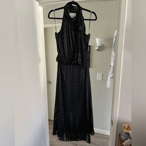Anthropologie Elegant Black Polka Dot Dress